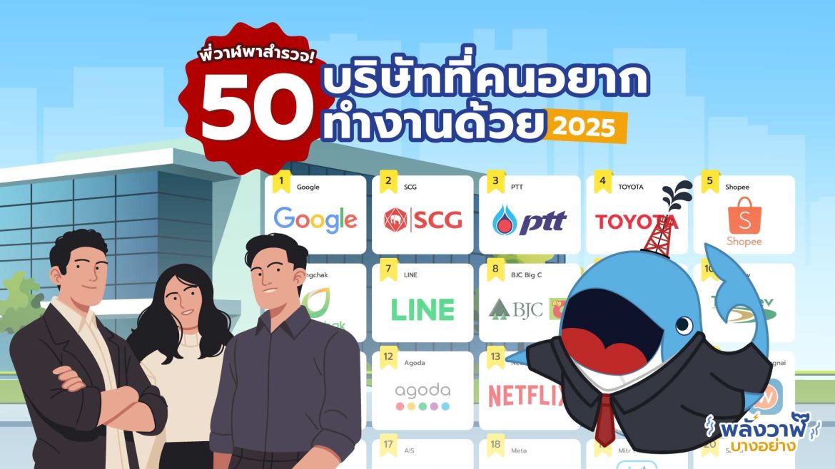 พี่วาฬพาสำรวจ! 50 บริษัทที่คนอยากทำงานด้วย 2025 บริษัทที่คนอยากทำงานด้วย 2025